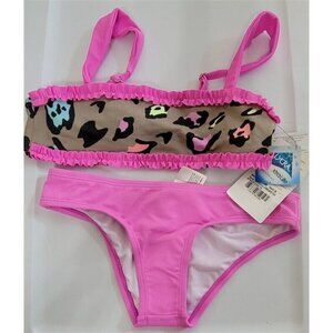 NWT Maria Bonita Phax M Girls Pink Cheetah Bikini Top & Bottom 110987